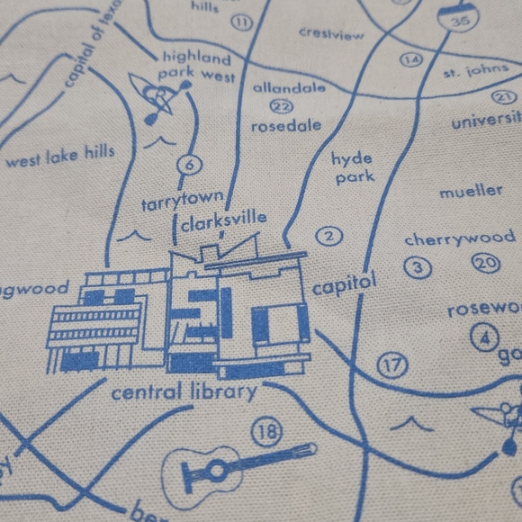 Austin Texas Map Reusable Tote Bag, Libraries Of Austin - Picture 5 of 10